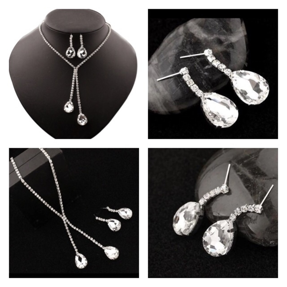 NEW!๐๐TEARDROP! CZ Y FORMAL BRIDAL PROM SET!๐๐ - Picture 3 of 8